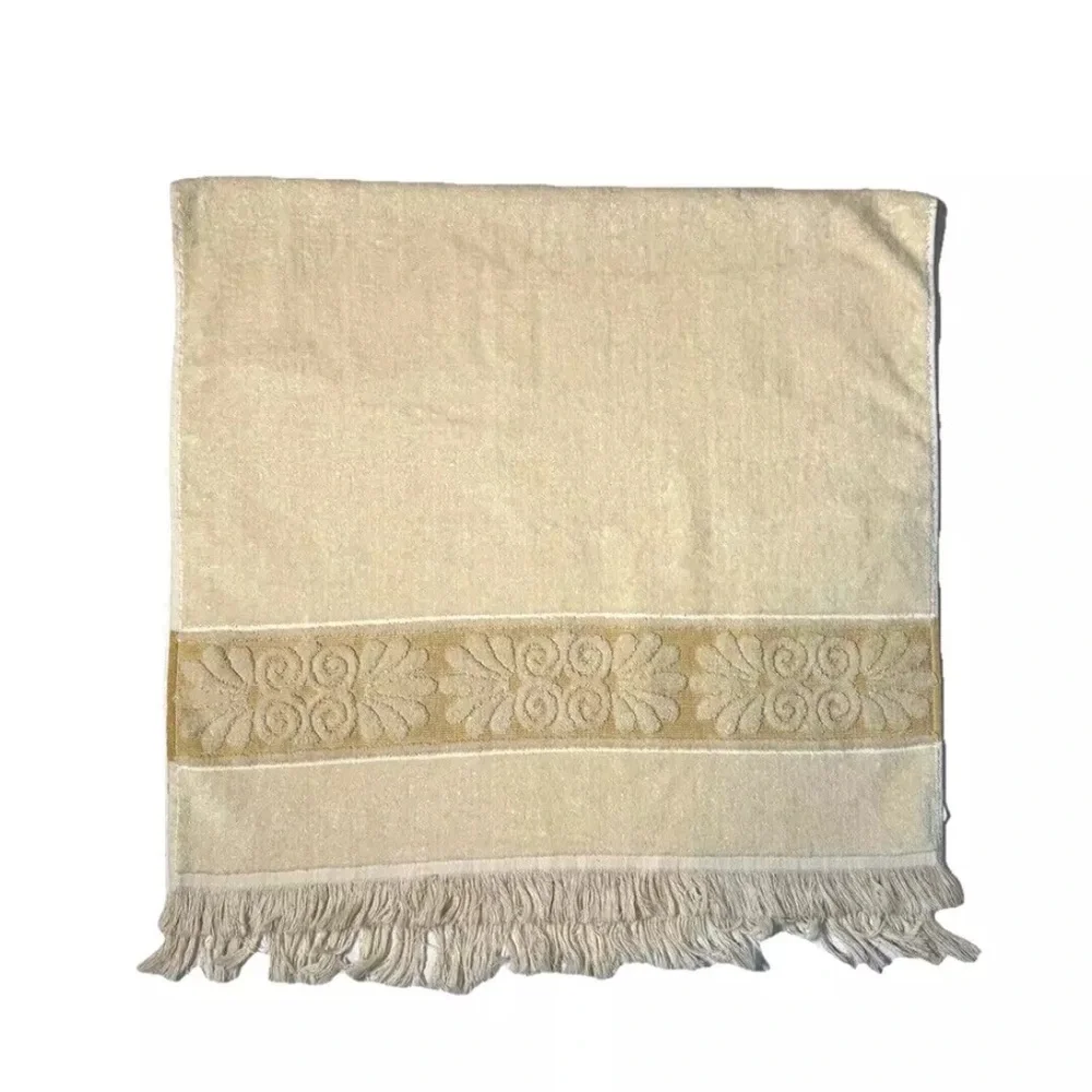 Cannon Monticello Vintage Guest Hand Towel Wash Cloth Tan Gold Retro Bath Decor